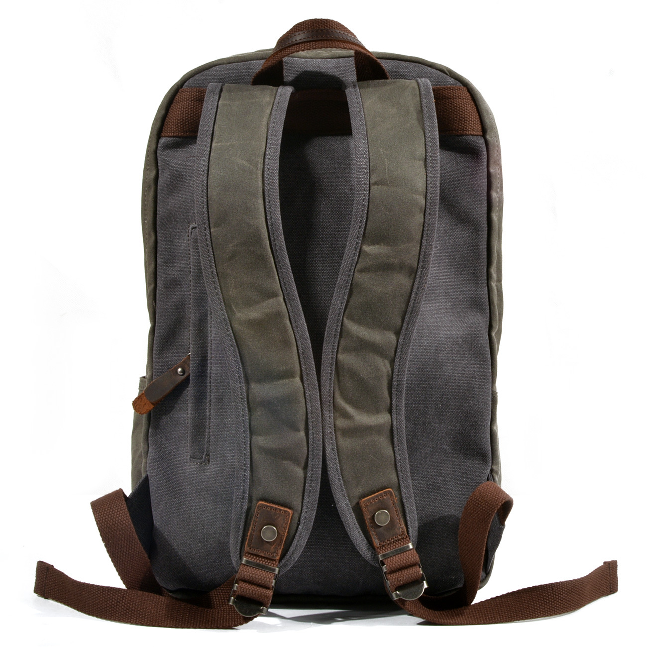 本革トリムのヴィンテージ風ワックスキャンバスバックパック。カ - Canvas Backpack Casual のレビューと価格