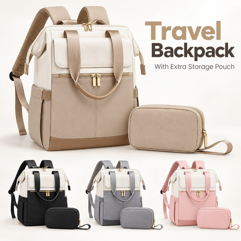 シンプルで女性らしいデザインの、旅行用、ノートパソコン用、大 - Fashion Backpack Women のレビューと価格