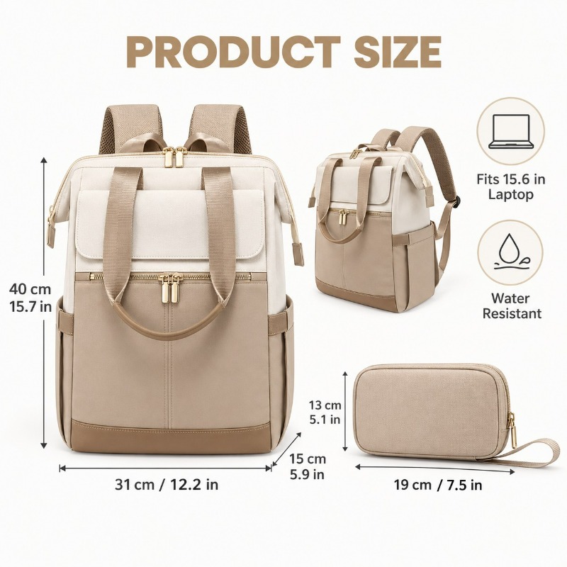 シンプルで女性らしいデザインの、旅行用、ノートパソコン用、大 - Fashion Backpack Women のレビューと価格